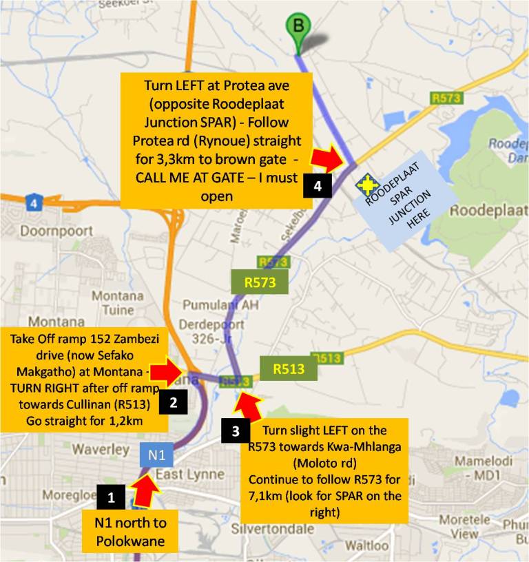 Directions to us from Jhb North